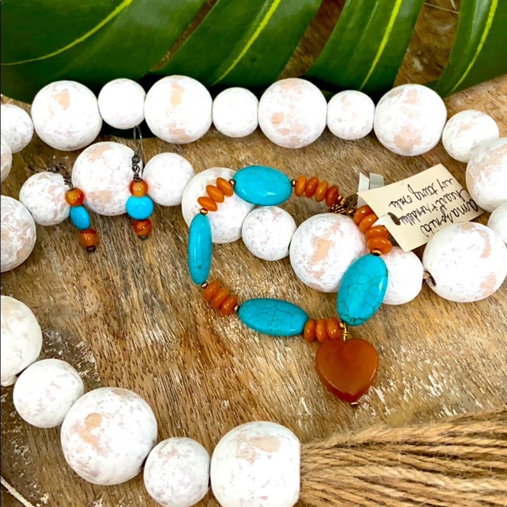 Handcrafted amazonite & turquoise bracelet set